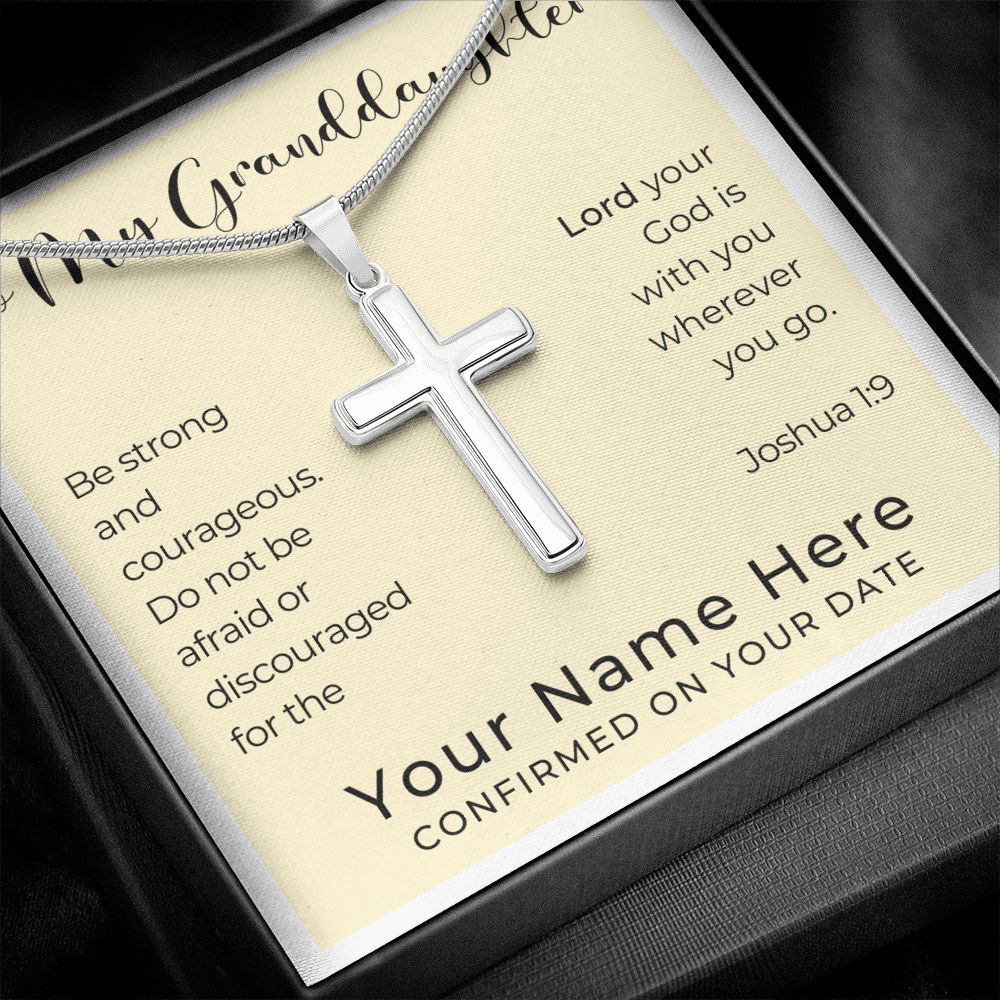 Personalized Confirmation Gift for Girl - Granddaughter | Cross Stainless Steel Necklace 0821T2SSCN