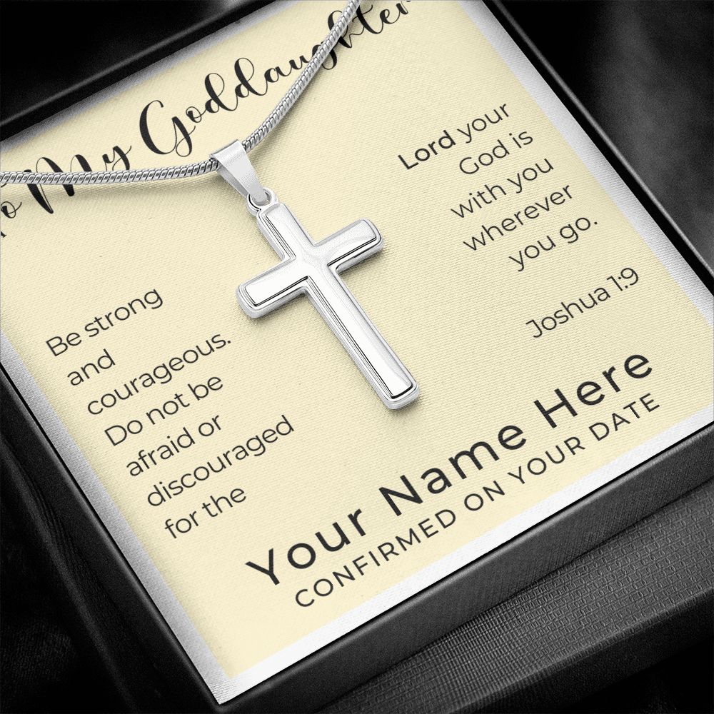Personalized Confirmation Gift for Girl - Goddaughter | Cross Stainless Steel Necklace 0822T2SSCN