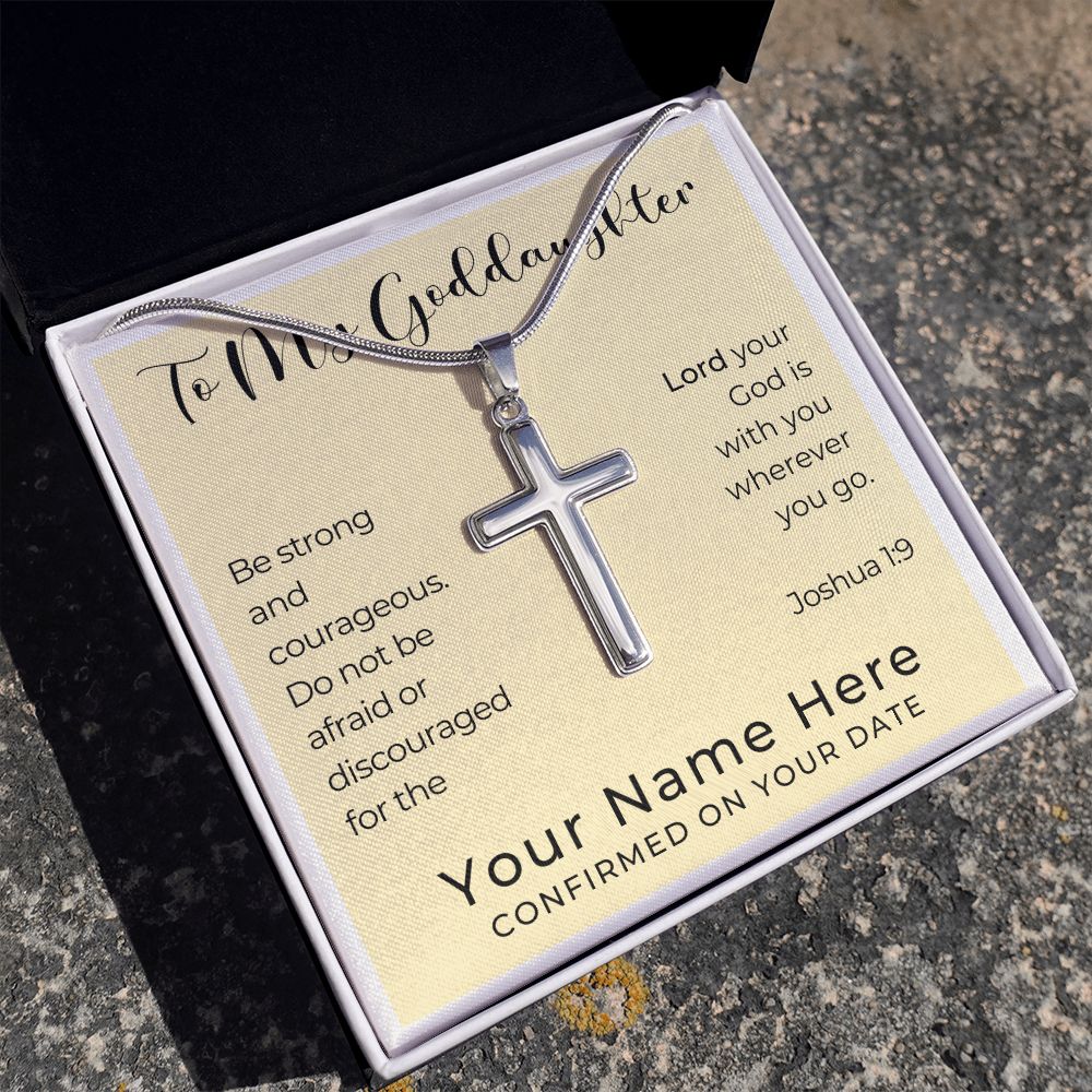 Personalized Confirmation Gift for Girl - Goddaughter | Cross Stainless Steel Necklace 0822T2SSCN