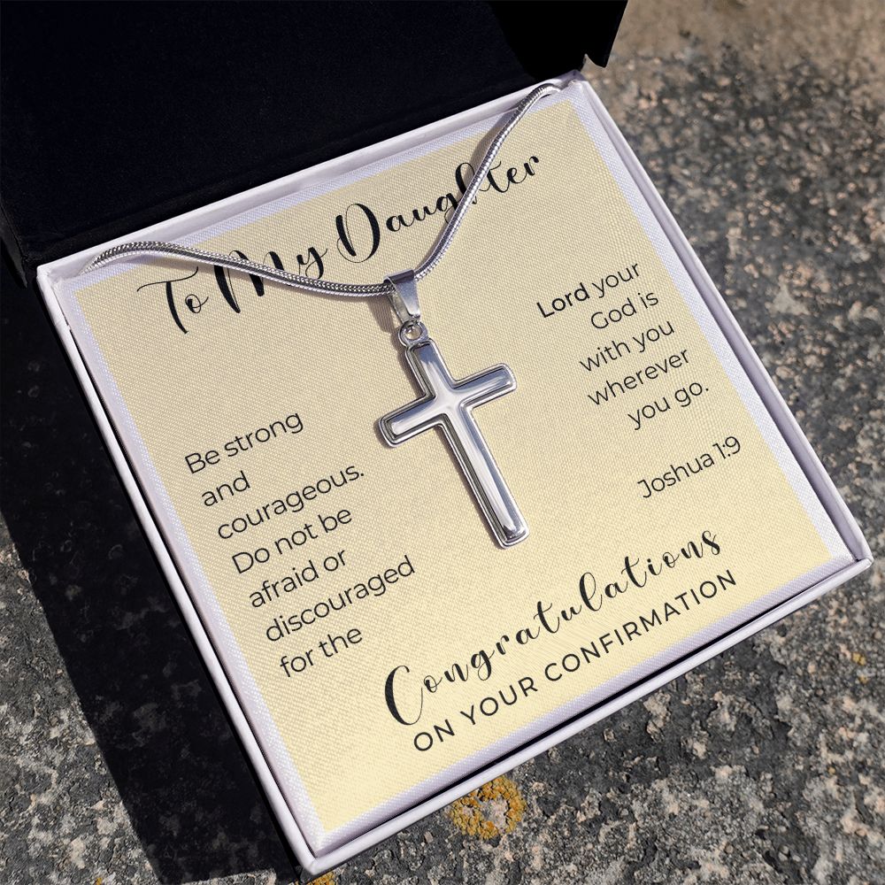 Confirmation Gift For Girl | Be Strong Cross Necklace 0820SSCN