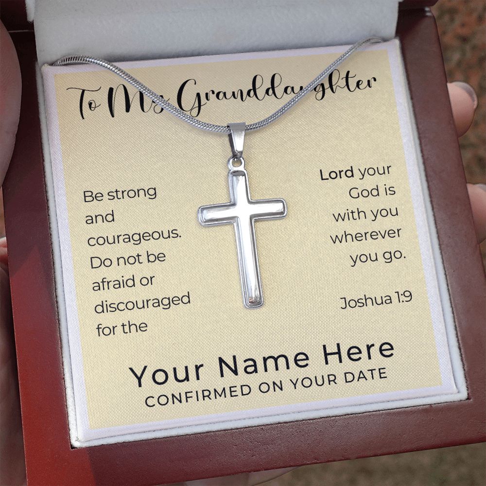 Personalized Confirmation Gift for Girl - Granddaughter | Cross Stainless Steel Necklace 0821T2SSCN