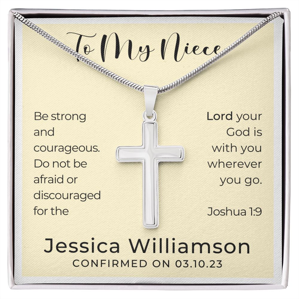 Personalized Confirmation Gift for Girl - Niece | Cross Stainless Steel Necklace 0824t2SSCN